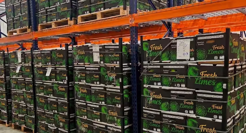Fresh produce inventory stored in distribution warehouse