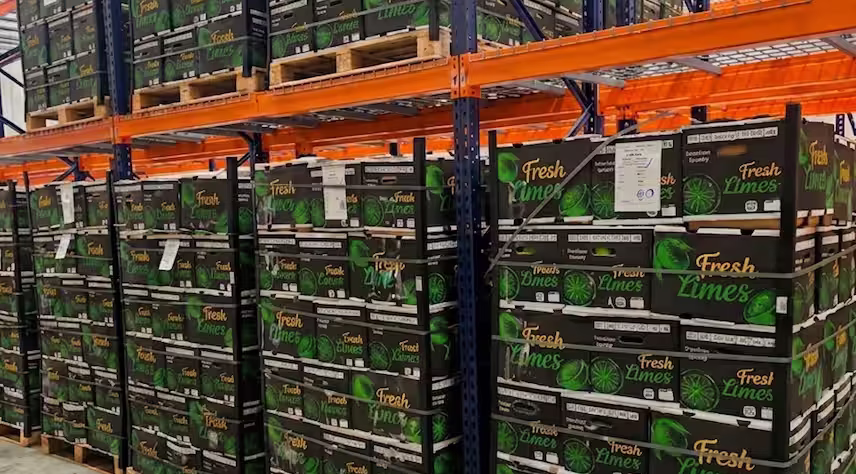 Fresh produce inventory stored in distribution warehouse