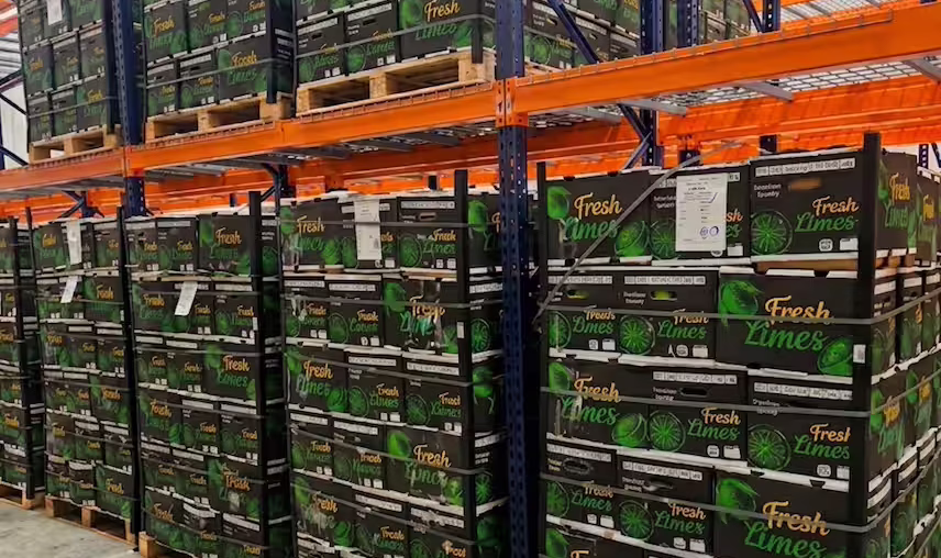 Fresh produce inventory stored in distribution warehouse