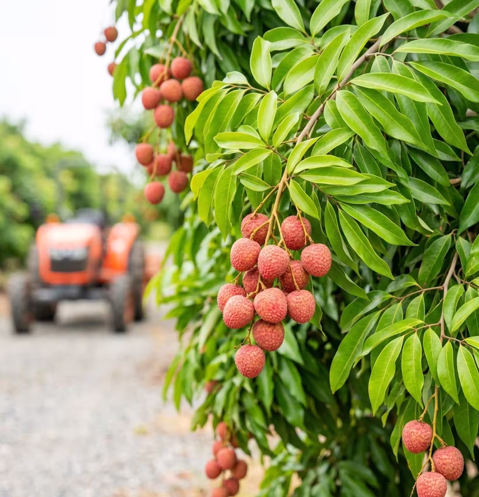 Fresh lychee fruit harvested for produce distribution